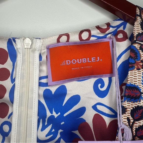 La Double J Dolly Floral Ortica Blue Print Puff Sleeve A Line Dress - Picture 15 of 15